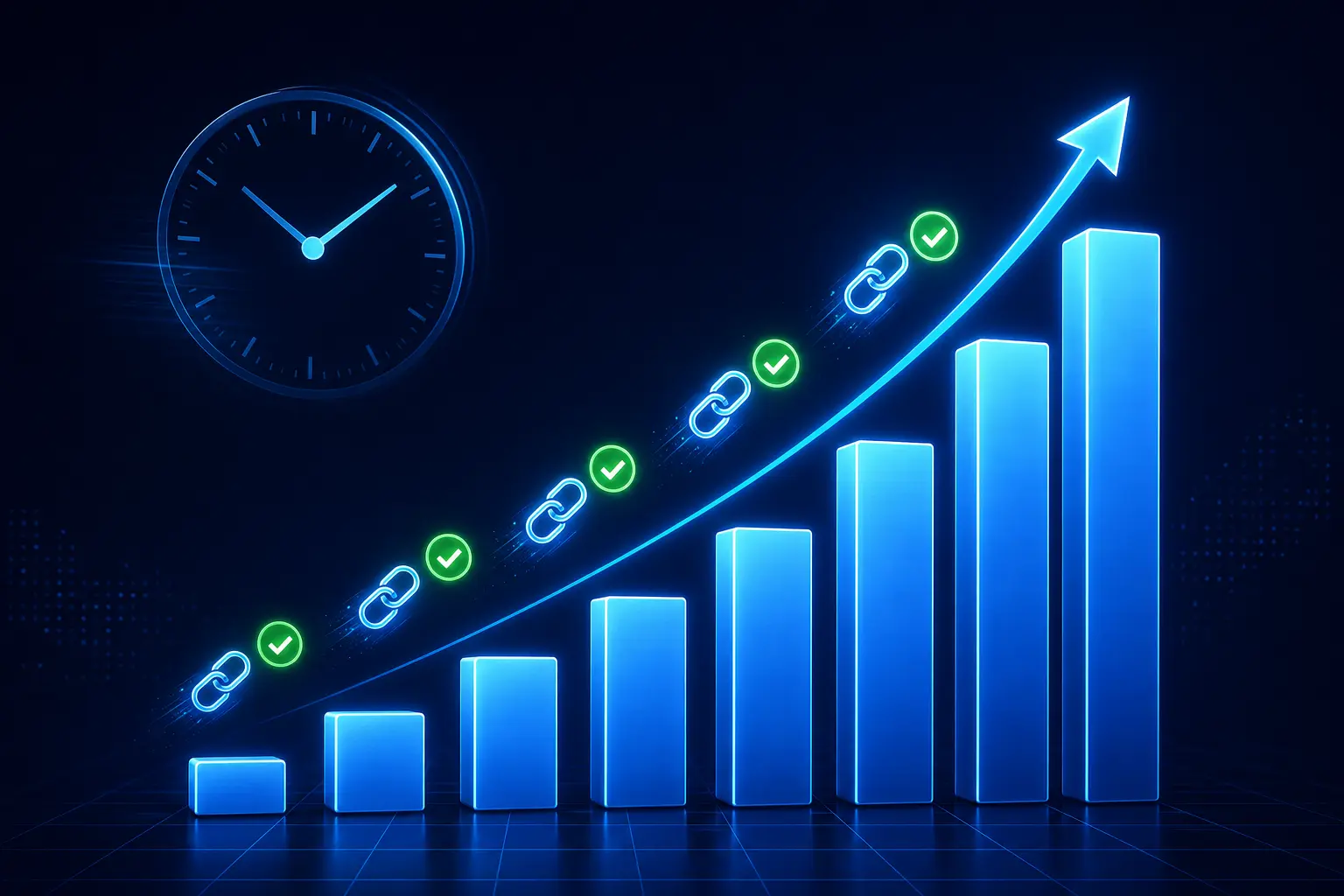 Bar chart showing rapid increase in indexed backlinks over 72 hours after using a bulk indexing tool